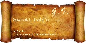 Gyaraki Iván névjegykártya