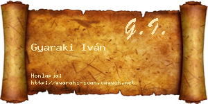 Gyaraki Iván névjegykártya